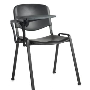 Taurus Plastic Black Frame Stacking Chair with Writing Tablet